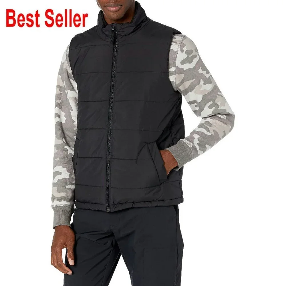 Men's Midweight Fleece-Lined Puffer Vest Classic Insulated Winter Layering